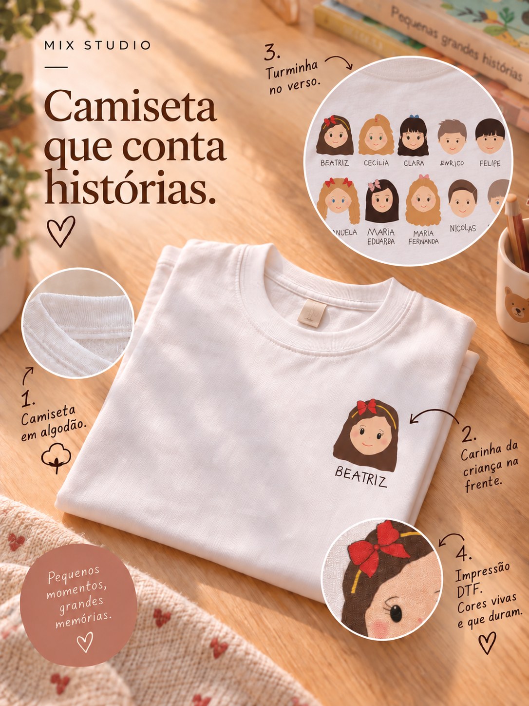 Camiseta que conta histórias — camiseta personalizada